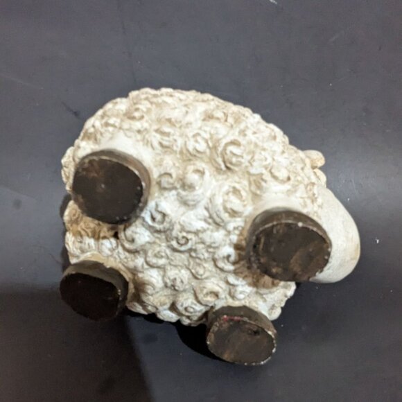 Adorable Decorative Sheep Figurine Textured White Swirls Rustic Farmhouse Decor - Picture 5 of 10